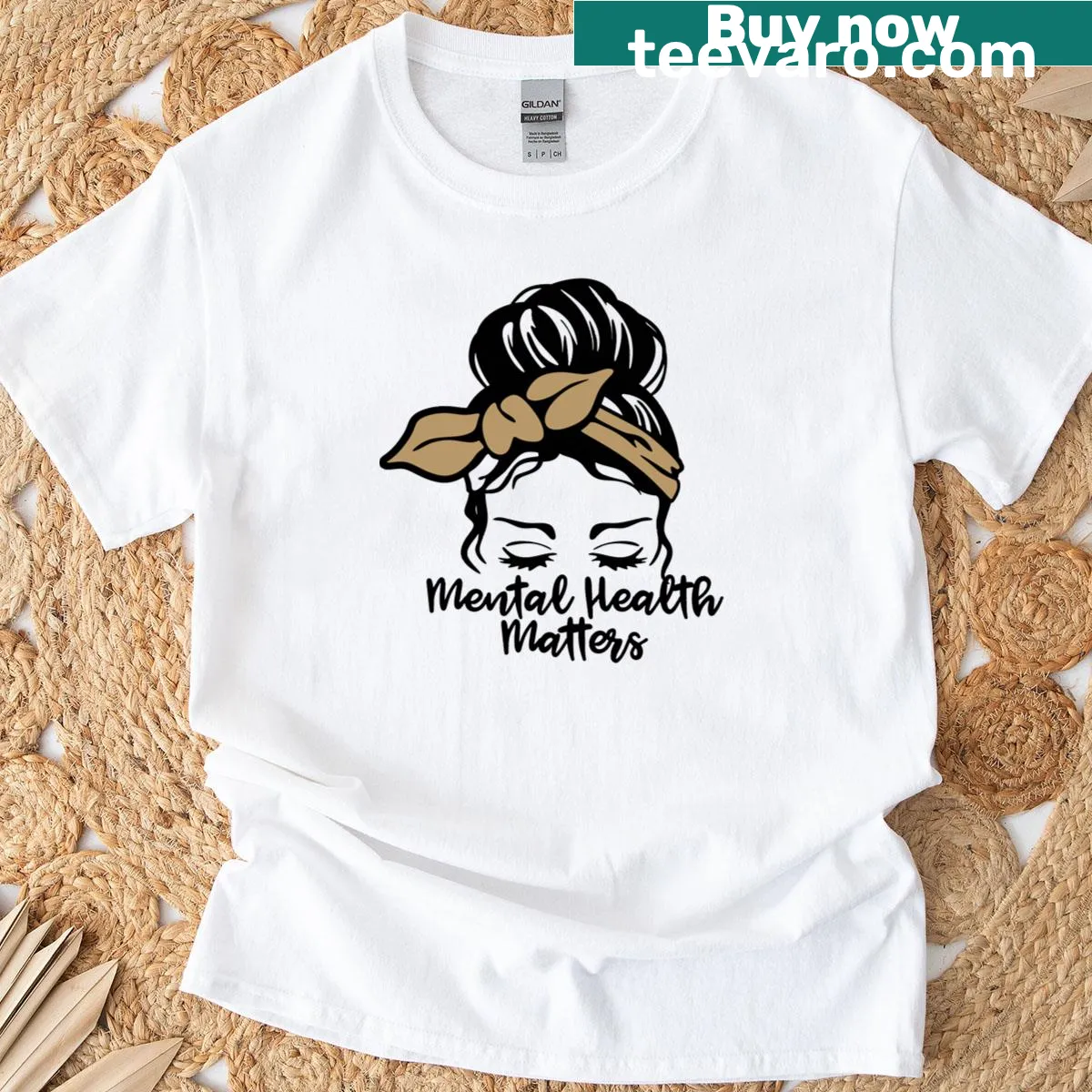 Trendy oversized t-shirt with 'Mental Health Matters' text design — on a men's t-shirt