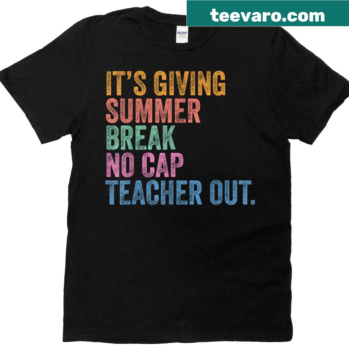 T-shirt with a fun phrase about teachers celebrating summer break — on a men's t-shirt