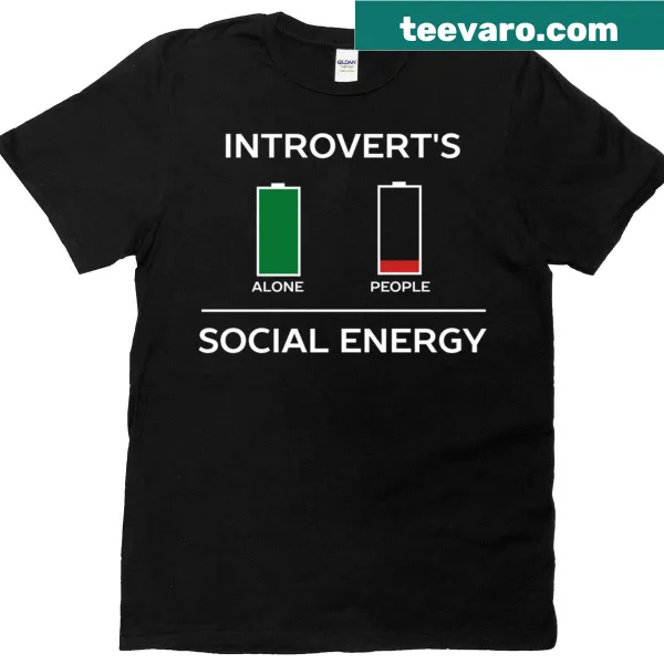 Funny T-shirt with the phrase about low energy for introverts