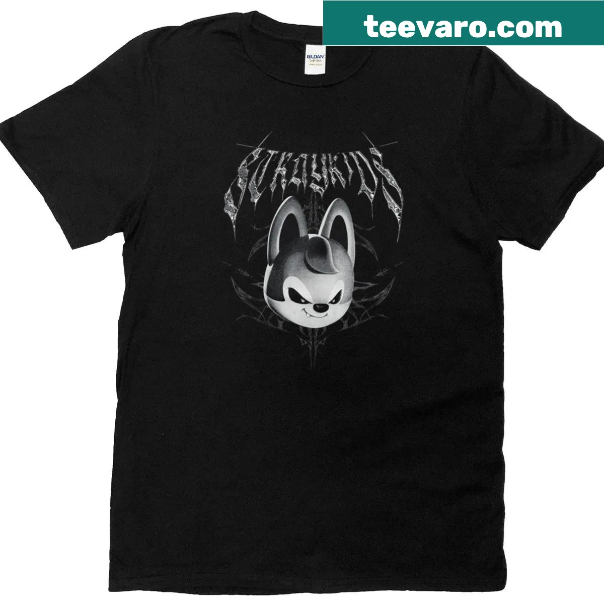 Illustration of Wolfchan from Stray Kids in a playful style — on a men's t-shirt