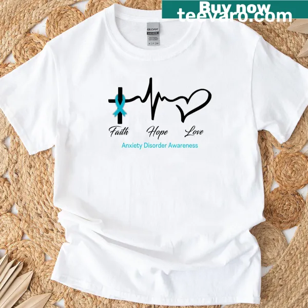 Inspirational t-shirt with 'Faith Hope Love' message for awareness