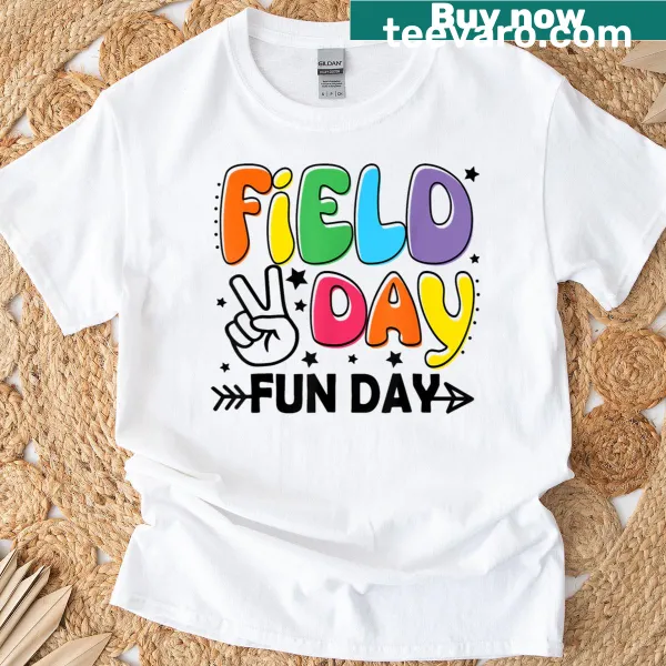 Playful Field Day T-shirt for teachers featuring fun illustrations
