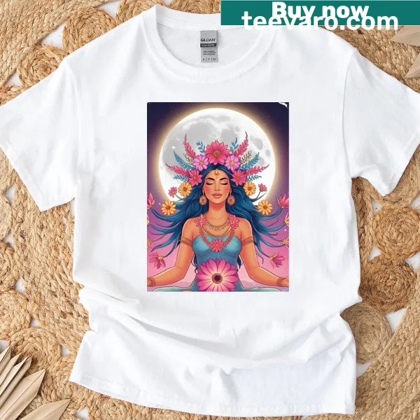 Artistic Flower Goddess t-shirt showcasing beautiful floral design