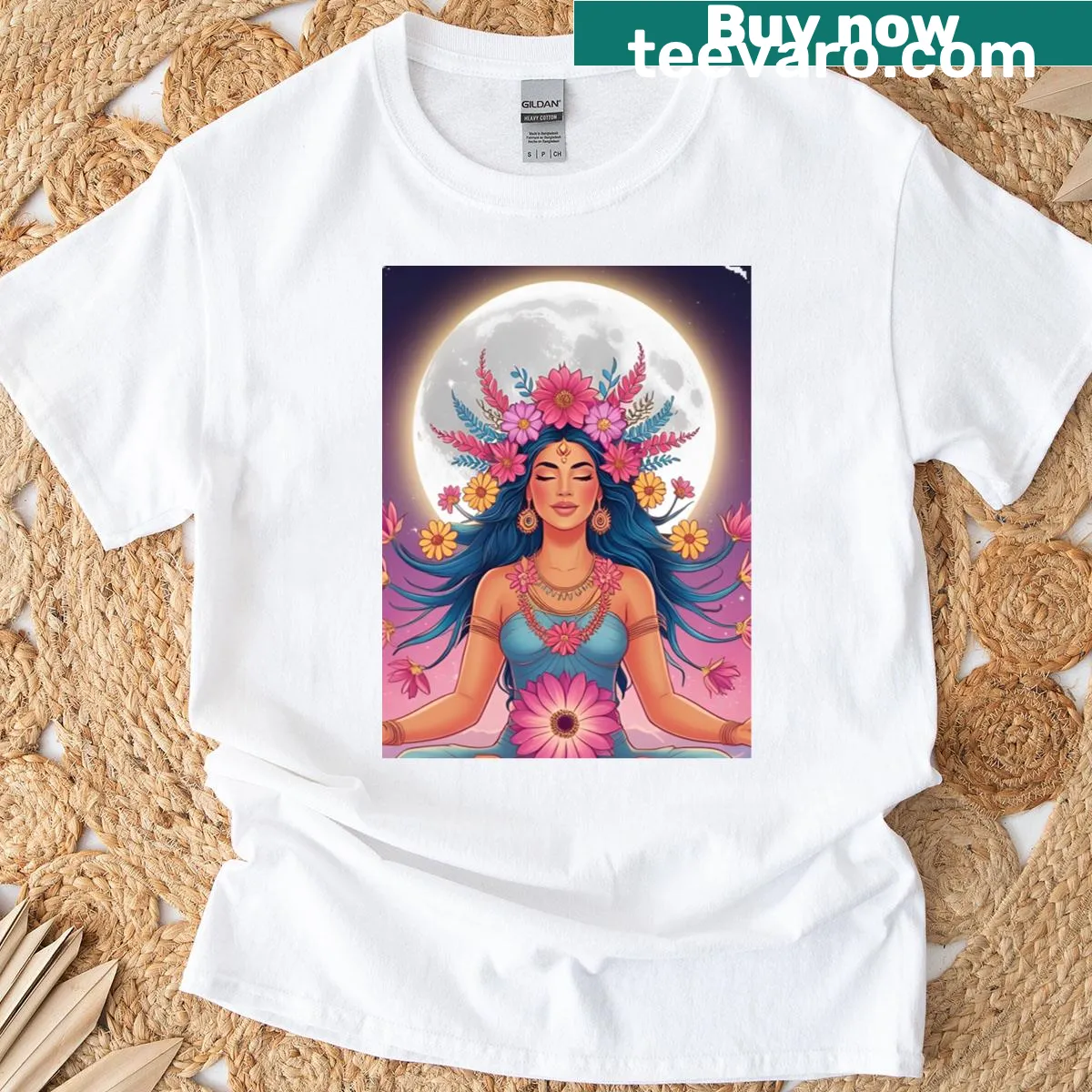 Artistic Flower Goddess t-shirt showcasing beautiful floral design — on a men's t-shirt