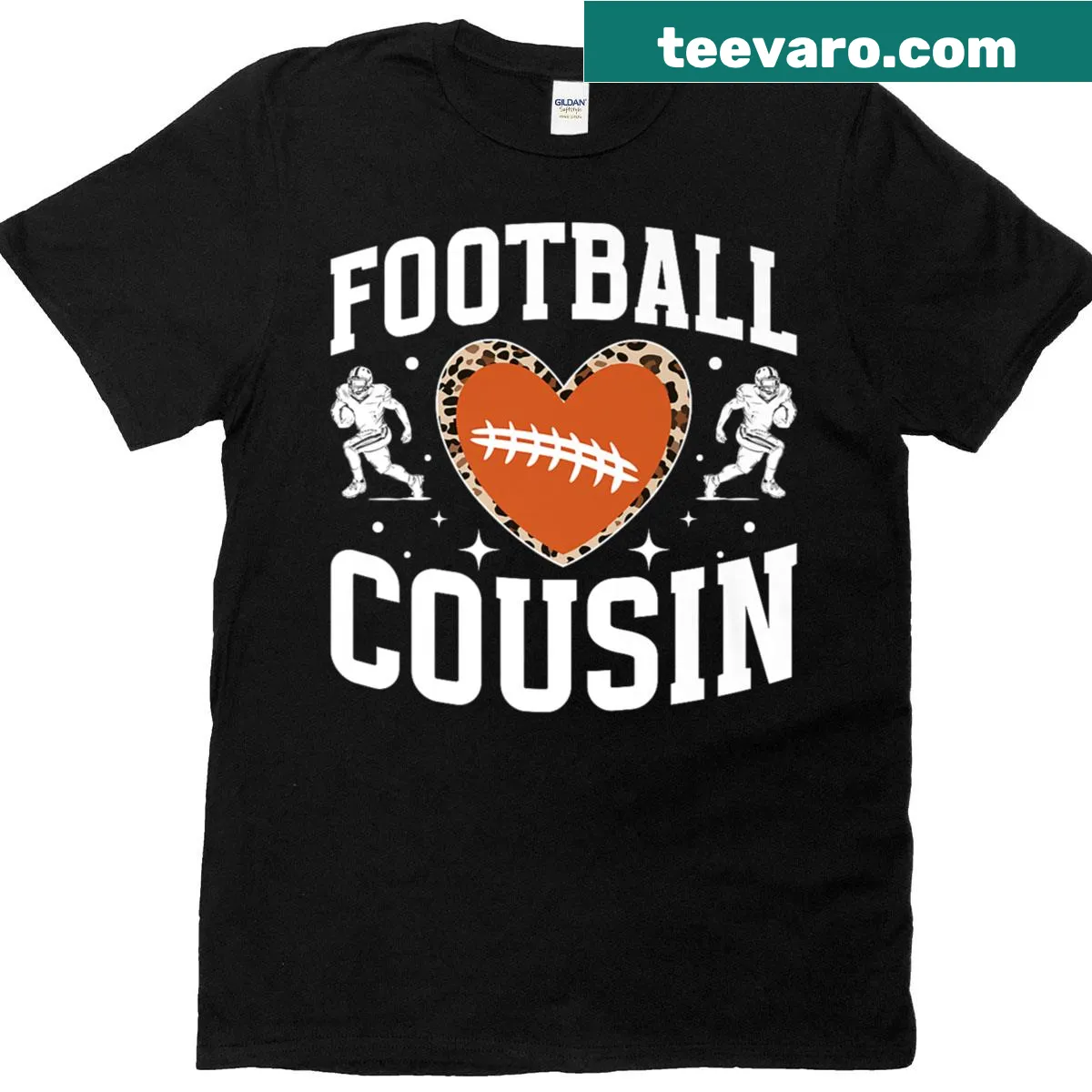 T-shirt celebrating being a cousin of a football player with a heart design. — on a men's t-shirt
