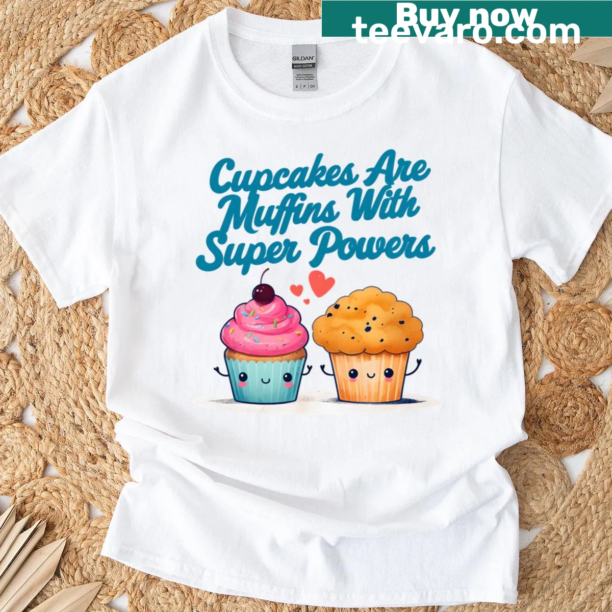Vintage cupcake illustration with fun text on a premium t-shirt — on a men's t-shirt