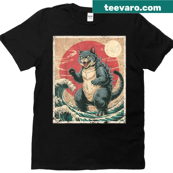 Cartoon cat graphic shirt in vintage anime style