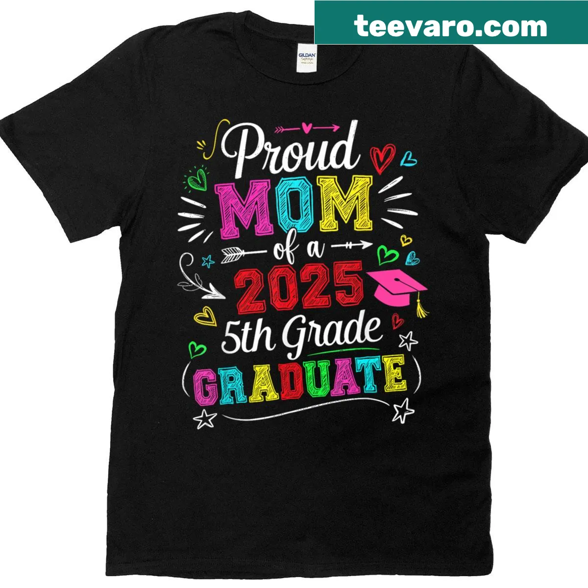 Graduation t-shirt for proud moms of 5th graders — on a men's t-shirt
