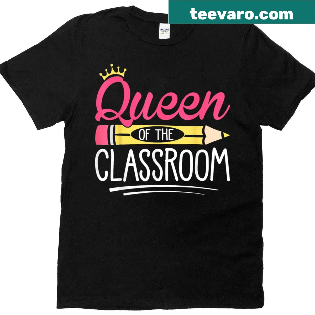 Funny queen of the classroom teacher T-shirt — on a men's t-shirt
