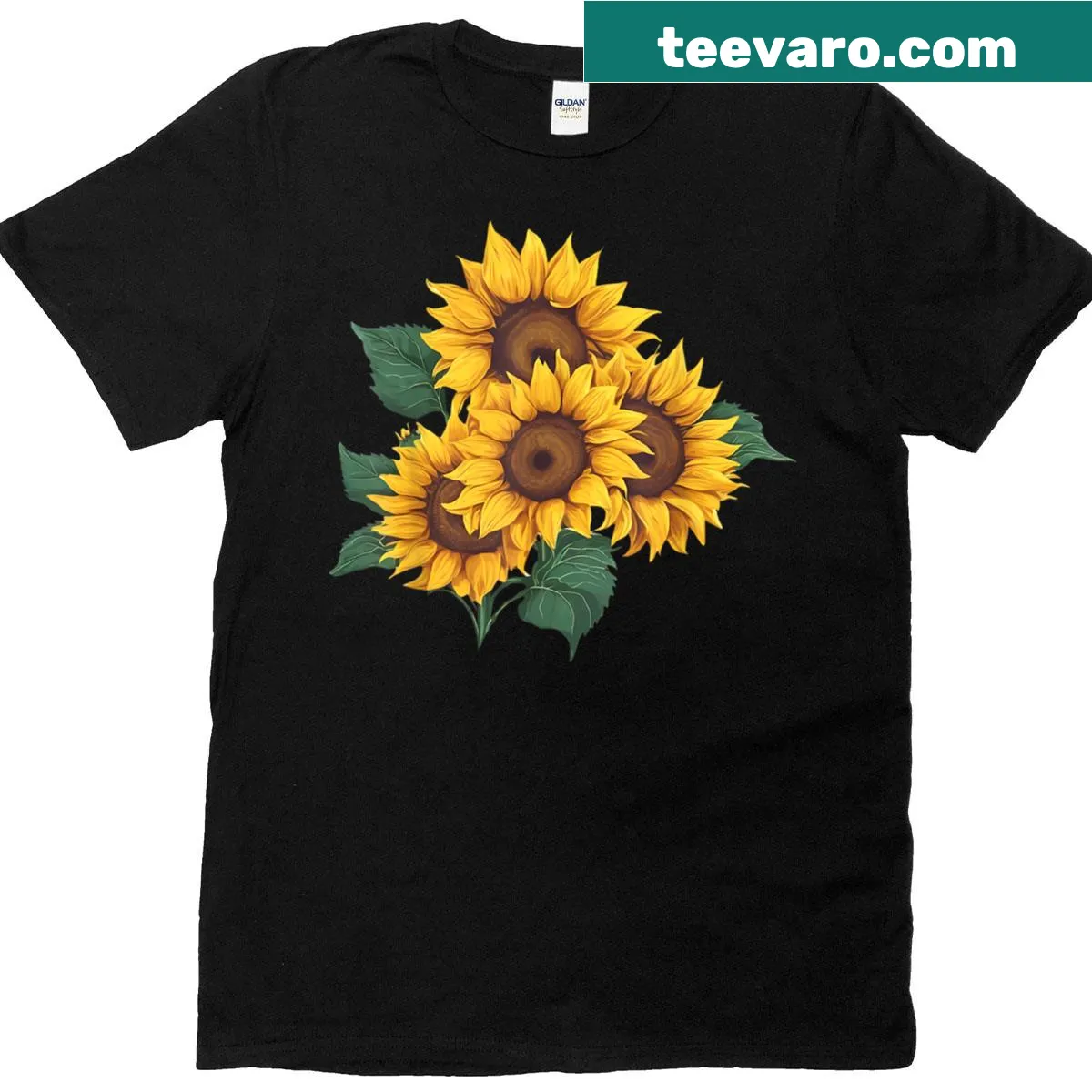 Illustrated sunflower t-shirt with a humorous floral design — on a men's t-shirt