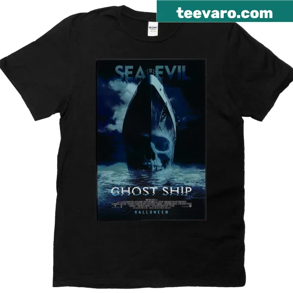 T-shirt featuring an illustrated ghost ship design