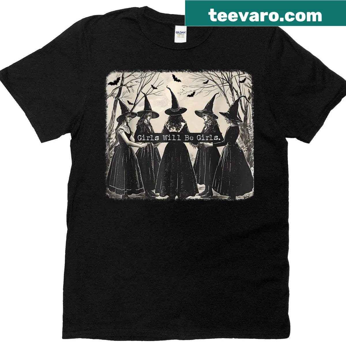 Funny witch-themed T-shirt with witchy vibes design — on a men's t-shirt