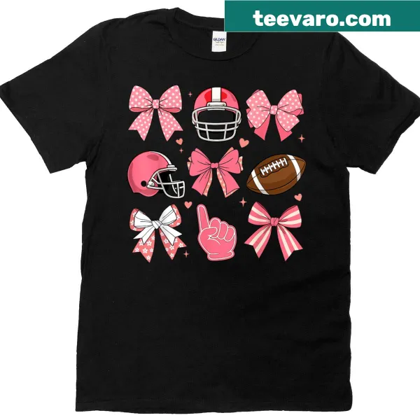 Cute football graphic with bow for young girls on a t-shirt