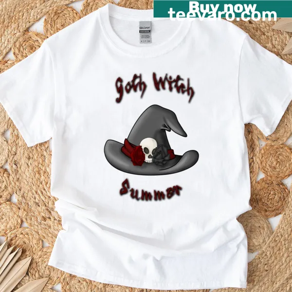Gothic witch graphic with moon phases on a vintage t-shirt