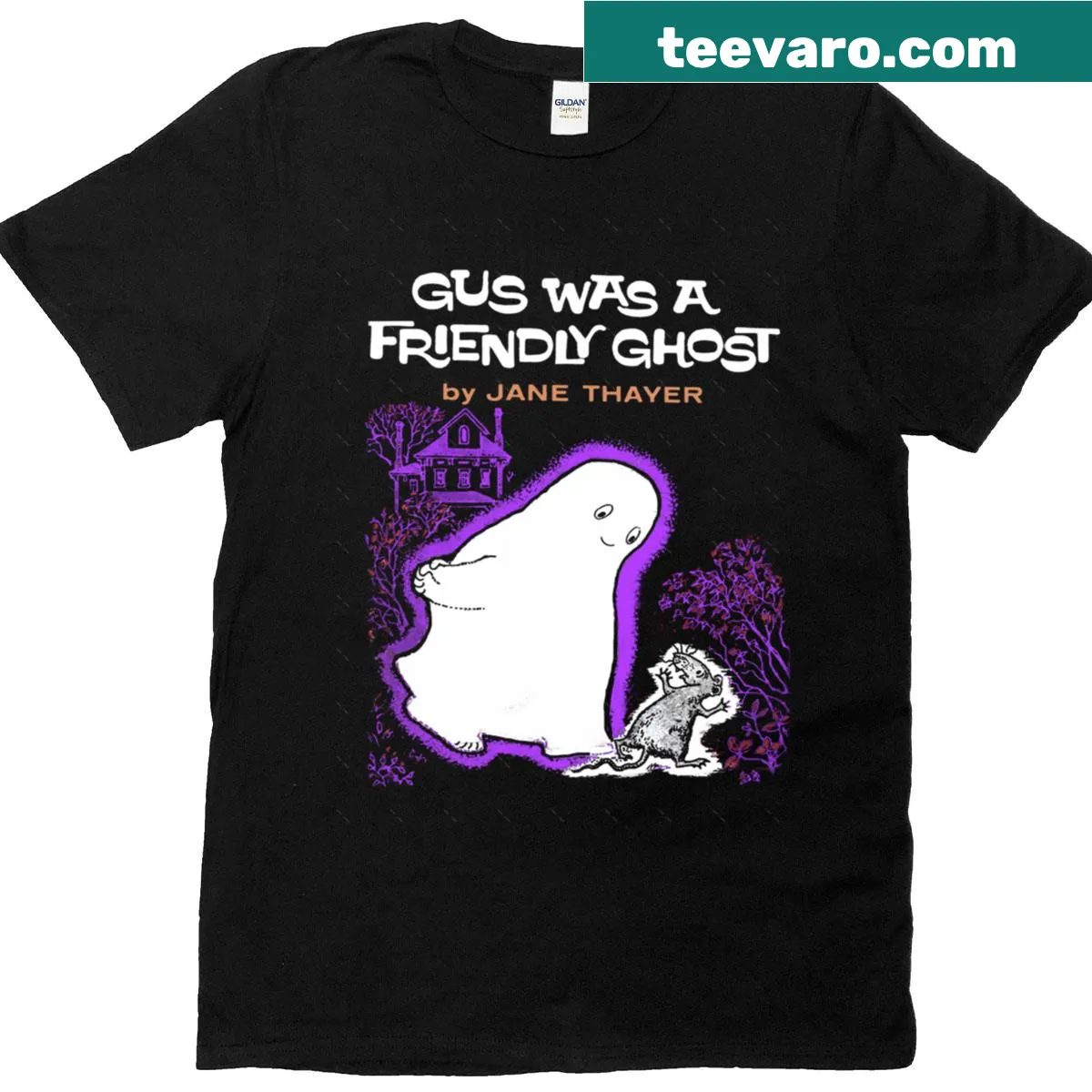 Friendly ghost graphic on an oversized T-shirt — on a men's t-shirt