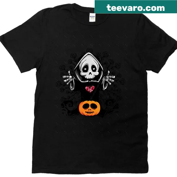 Oversized T-shirt with vintage floral ghost and pumpkin graphic