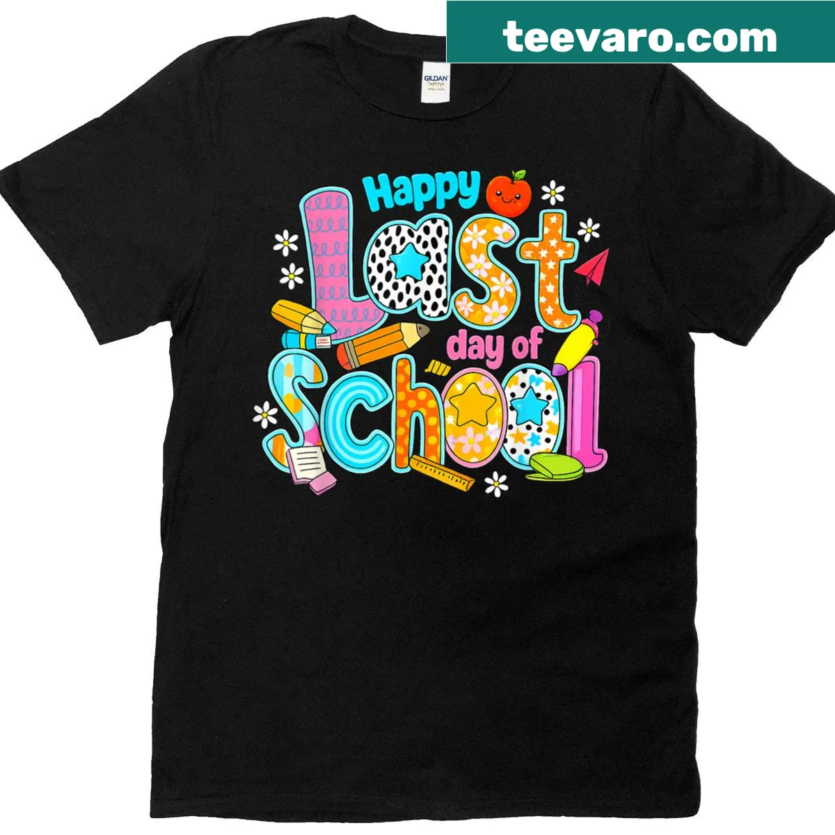 Happy last day of school graduation T-shirt — on a men's t-shirt