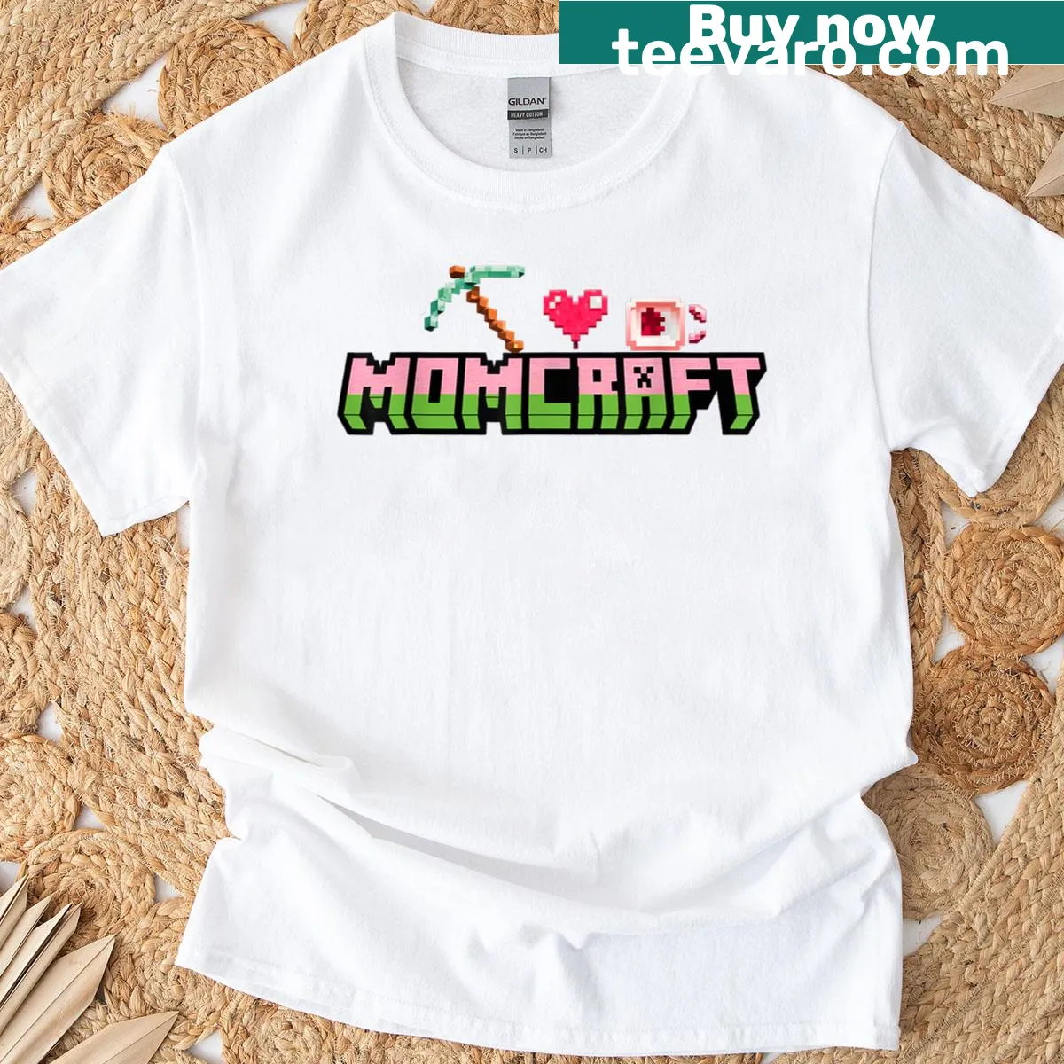 Typographic Momcraft graphic on a T-shirt — on a men's t-shirt