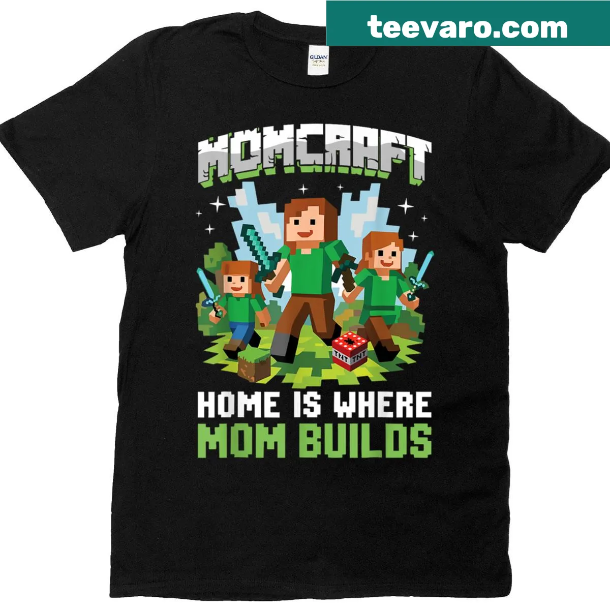 Pixel art T-shirt for gamer moms celebrating Mother's Day — on a men's t-shirt