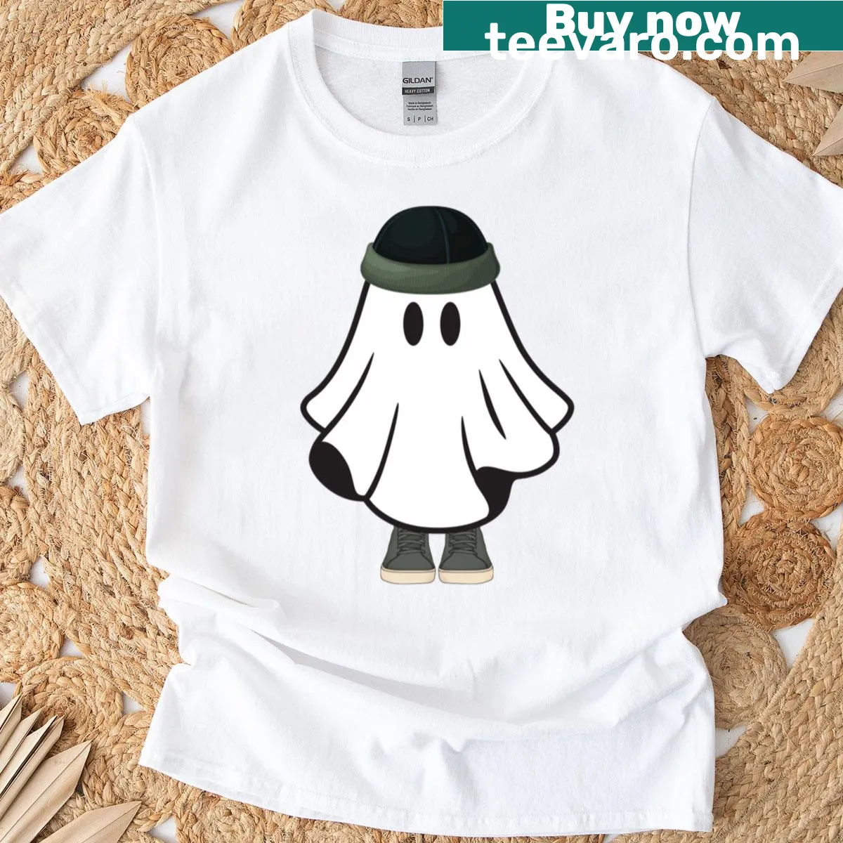 Hipster ghost graphic on a playful T-shirt — on a men's t-shirt