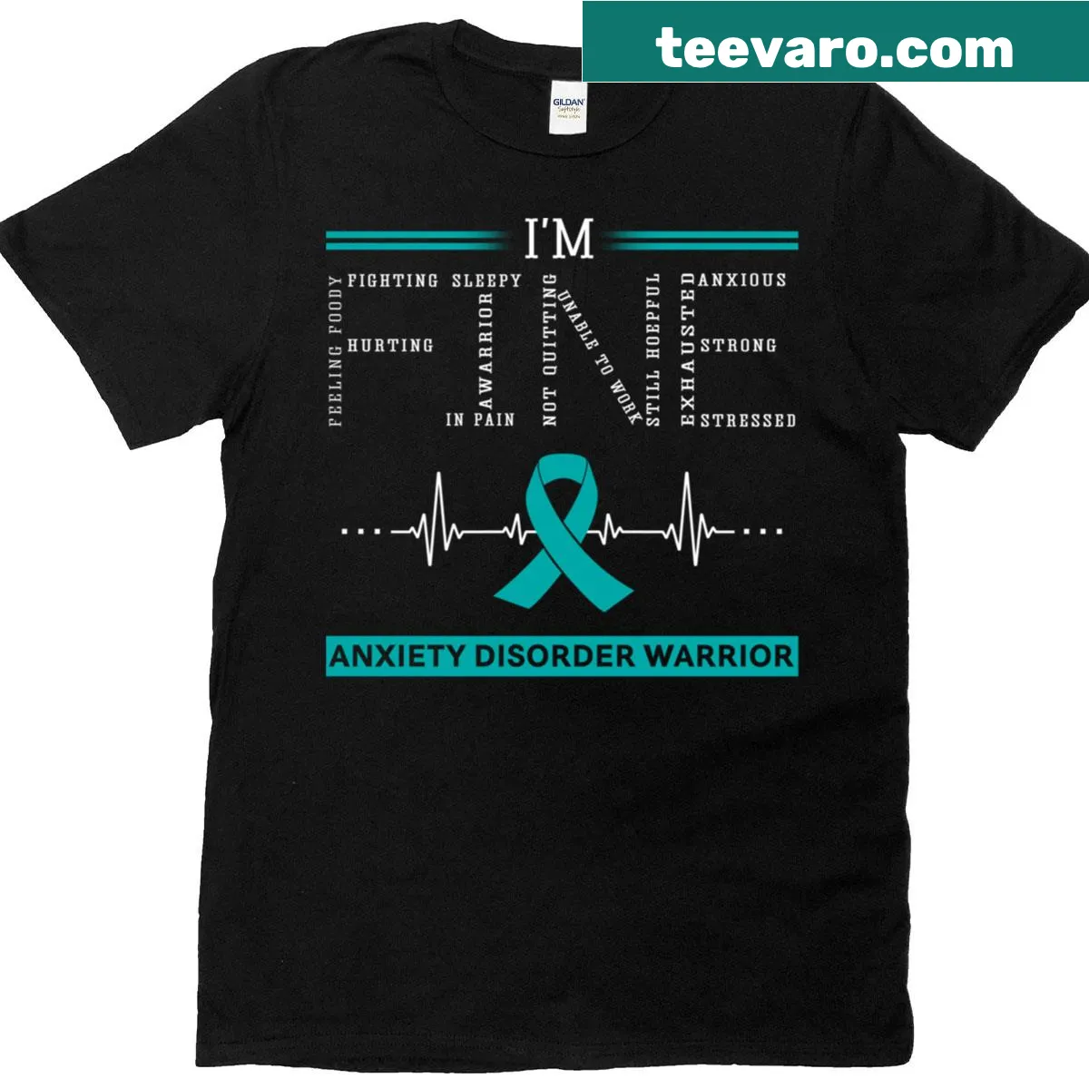 Im Fine Anxiety Disorder Awareness T-shirt with bold text — on a men's t-shirt