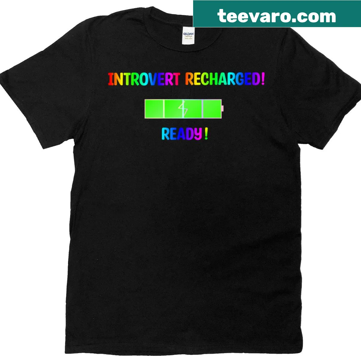 T-shirt for introverts with 'Social Energy Recharged' text — on a men's t-shirt