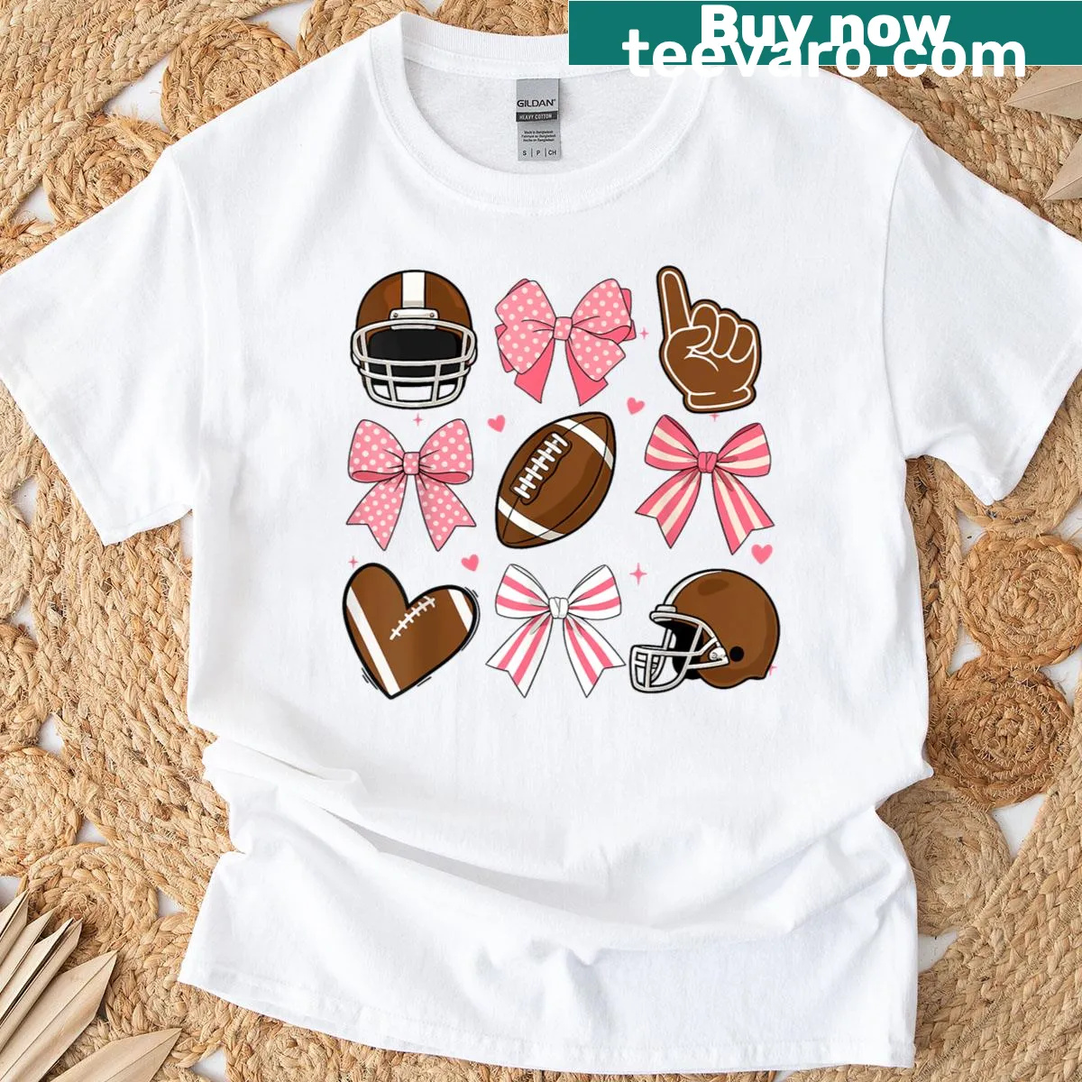 Kids T-shirt with a cute football bow graphic for young fans — on a men's t-shirt