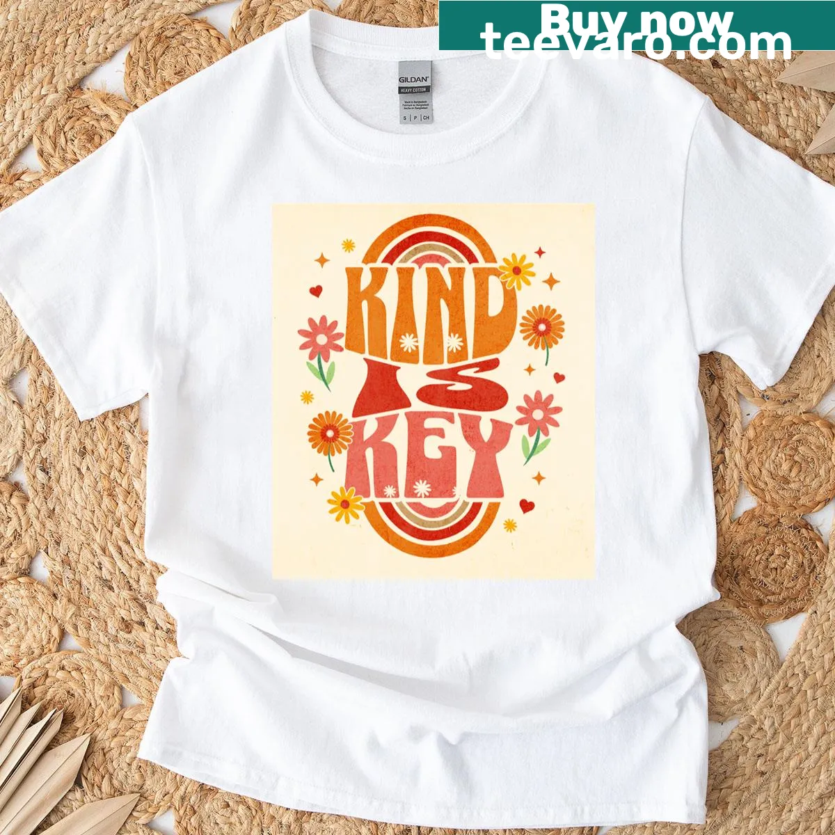 Simple tee with the message 'Kind Is Key' in bold text — on a men's t-shirt