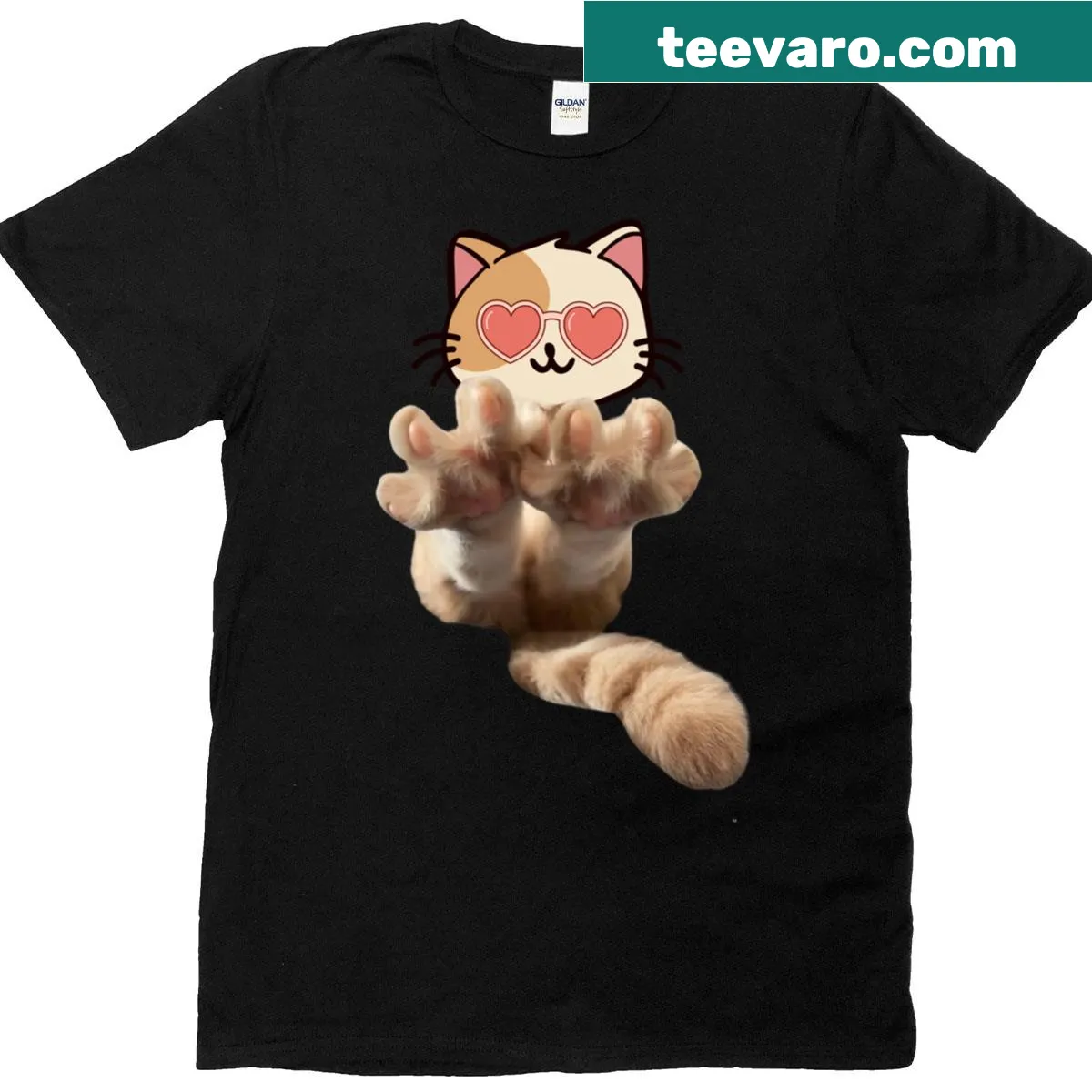 Cute cartoon cat design t-shirt from the Mjlo collection — on a men's t-shirt