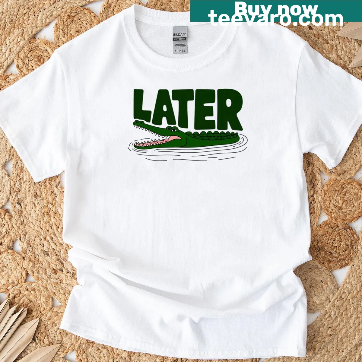 Vintage distressed Later Gator T-shirt with humorous graphic — on a men's t-shirt