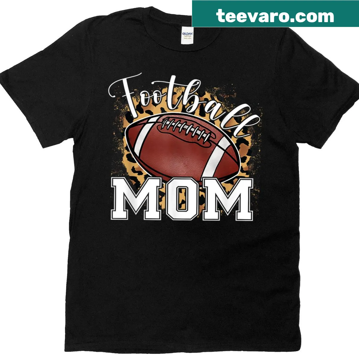Stylish t-shirt for football moms with leopard print text — on a men's t-shirt