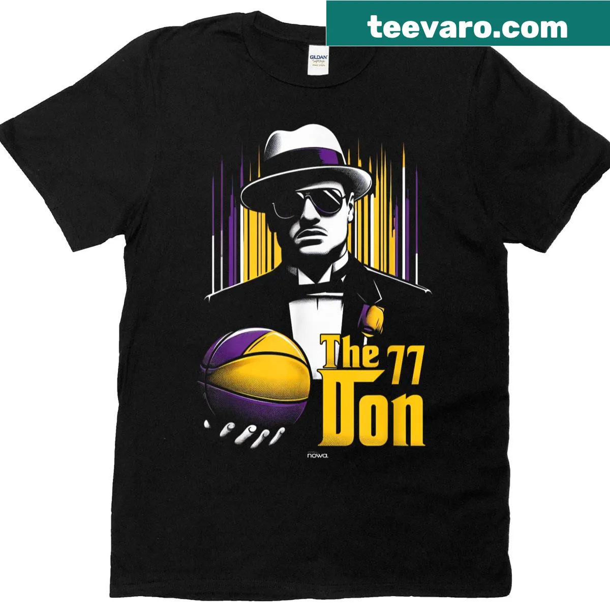 Vintage-inspired Luka basketball t-shirt with distressed text — on a men's t-shirt