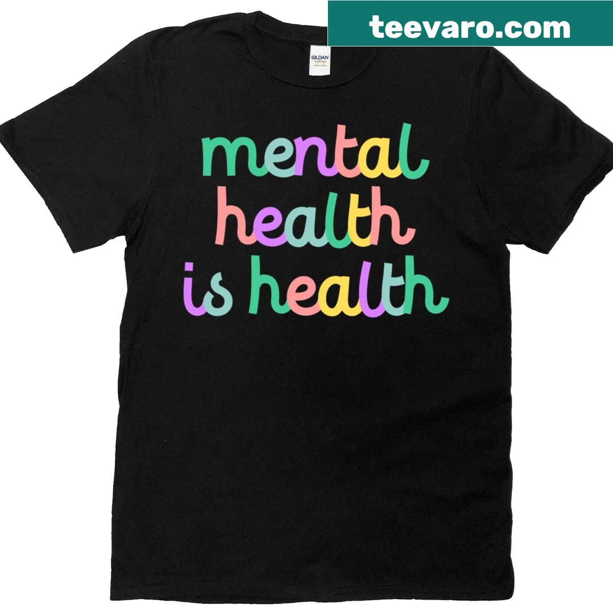 T-shirt stating Mental Health Is Health for awareness — on a men's t-shirt