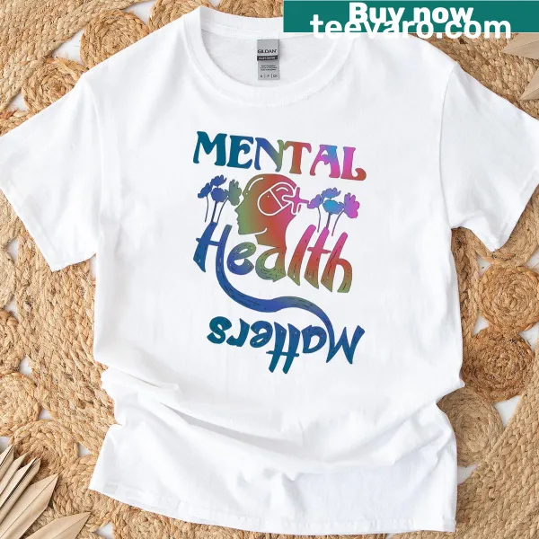 T-shirt promoting mental health awareness with the slogan 'Mental Health Matters'