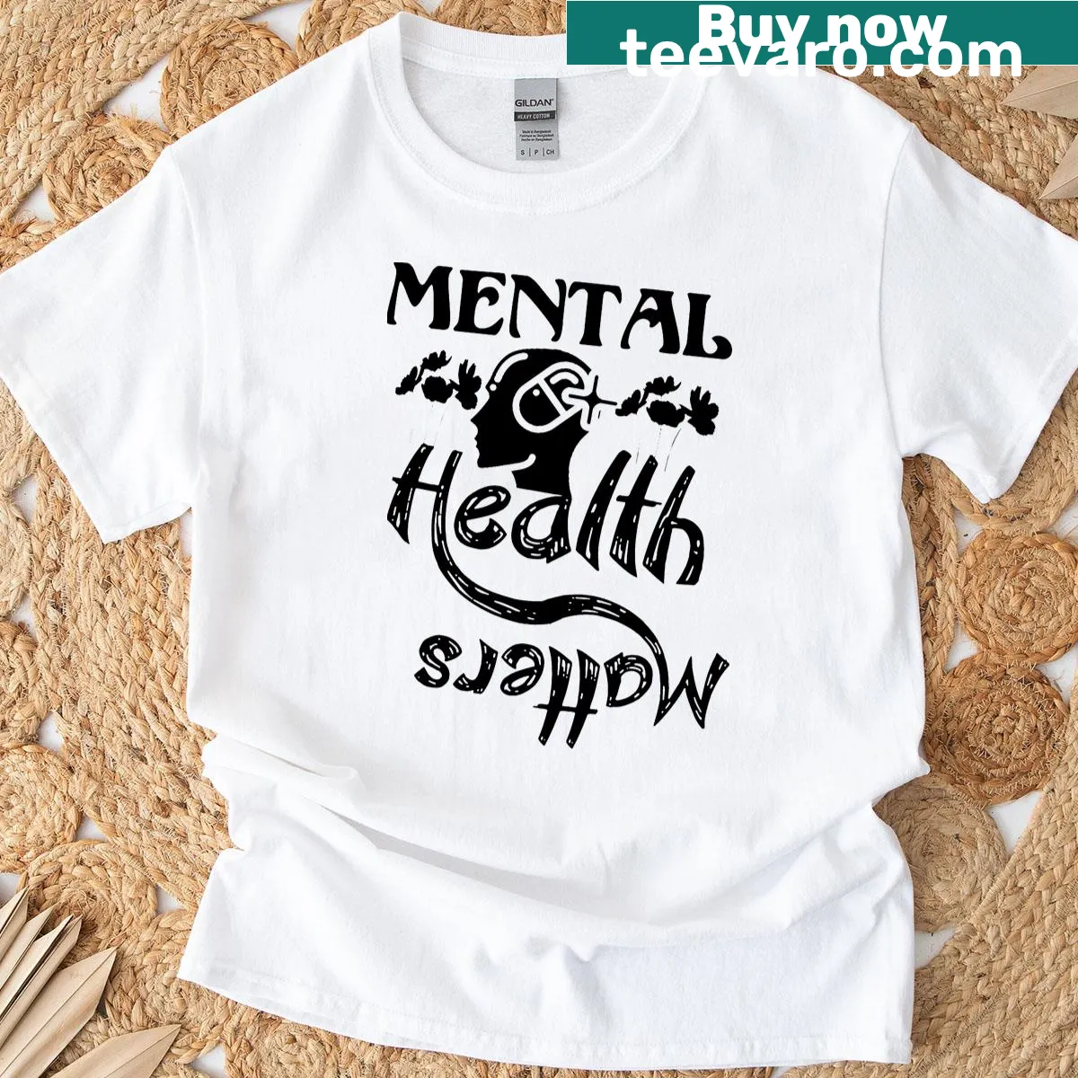 Oversized t-shirt with an original mental health slogan — on a men's t-shirt
