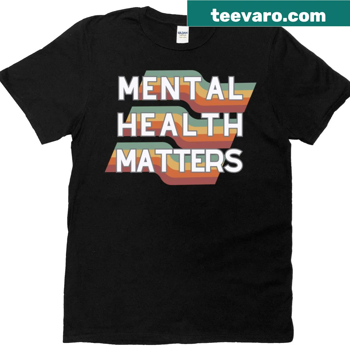 Retro-style T-shirt with Mental Health Matters design — on a men's t-shirt