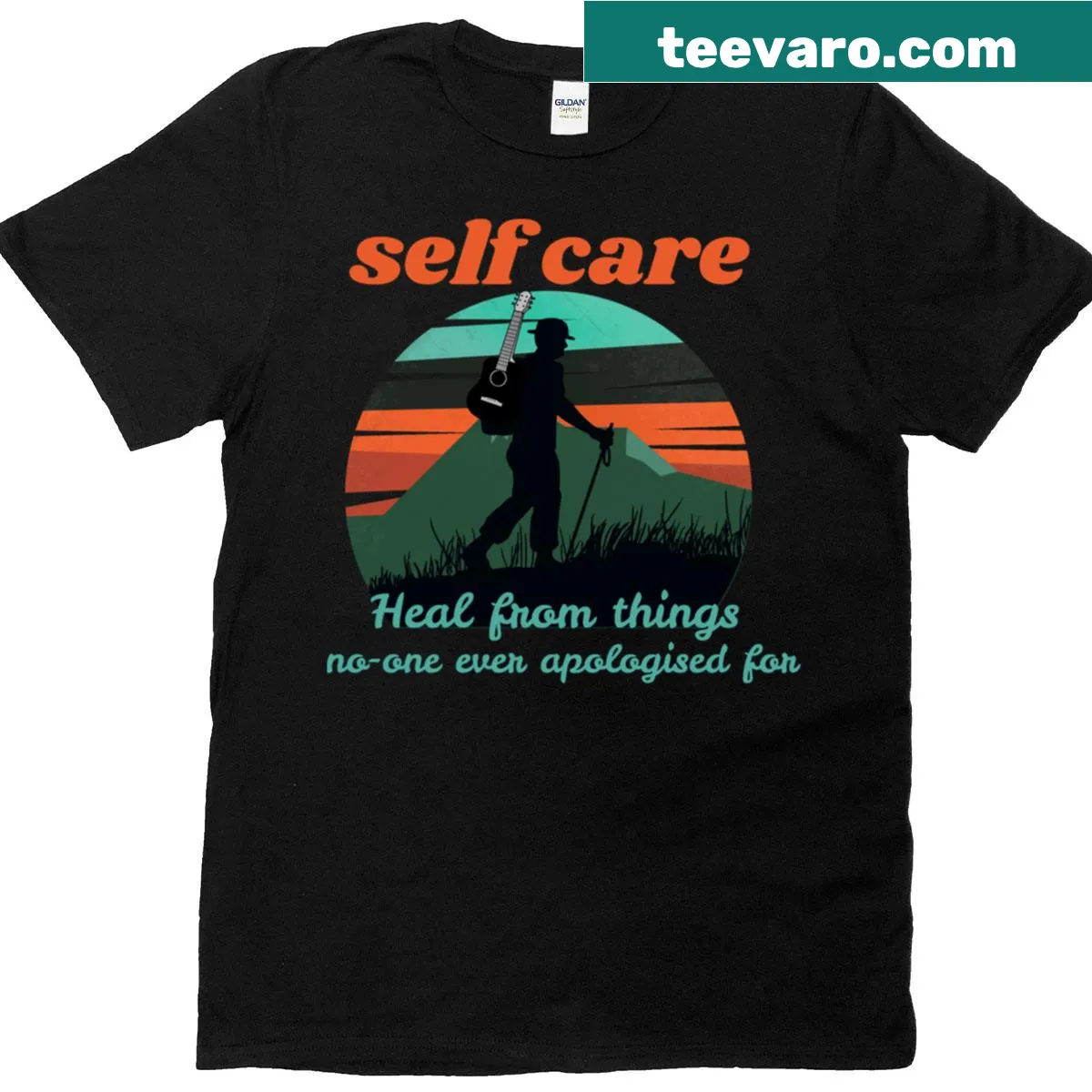Active T-shirt with Guitar Therapy for mental health — on a men's t-shirt