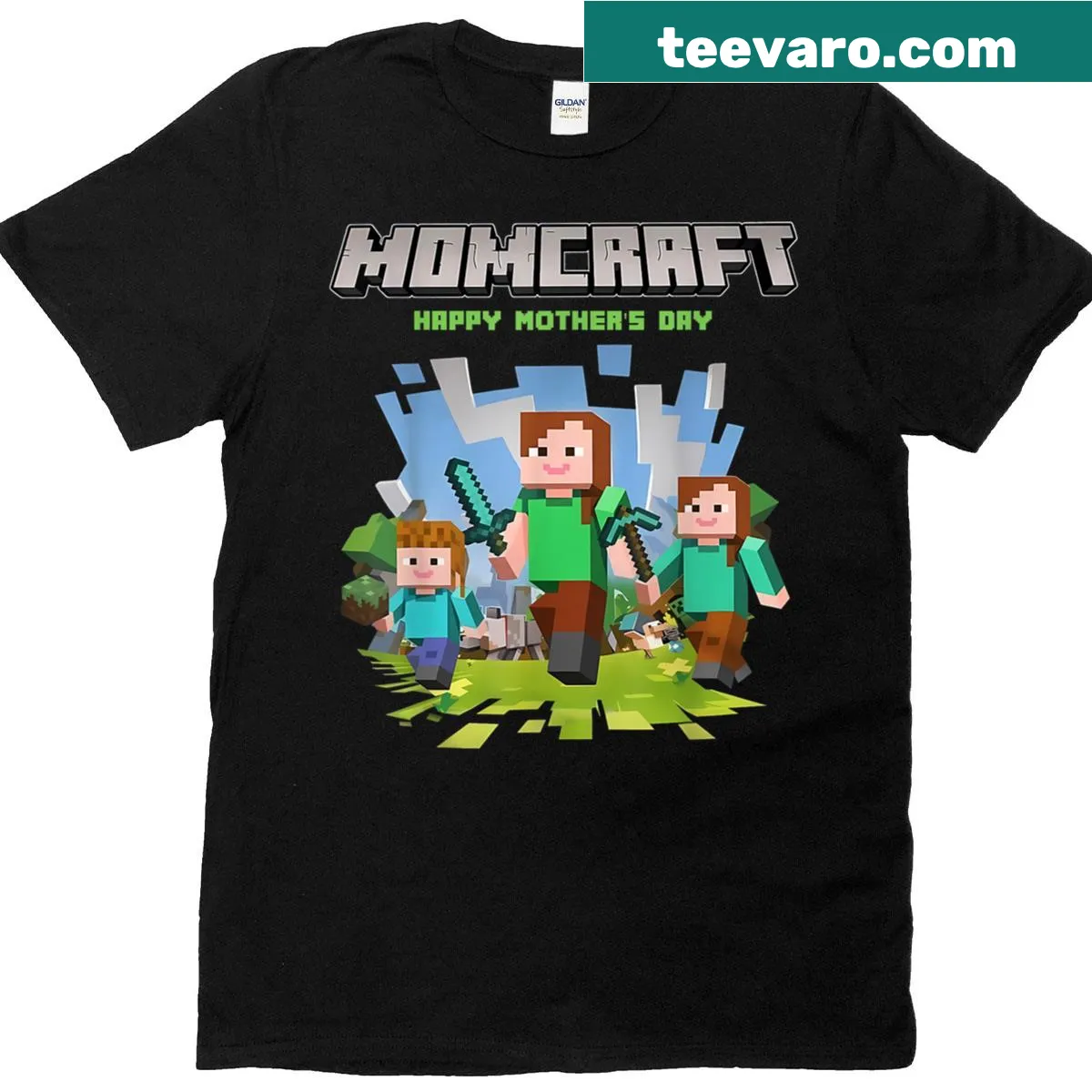 Happy Mothers Day Gamer Mom Family Matching T-shirt with playful text — on a men's t-shirt