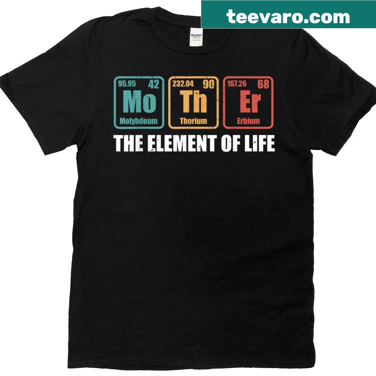 T-shirt with periodic table design featuring 'Mother - The Element Of Life' text. — on a men's t-shirt