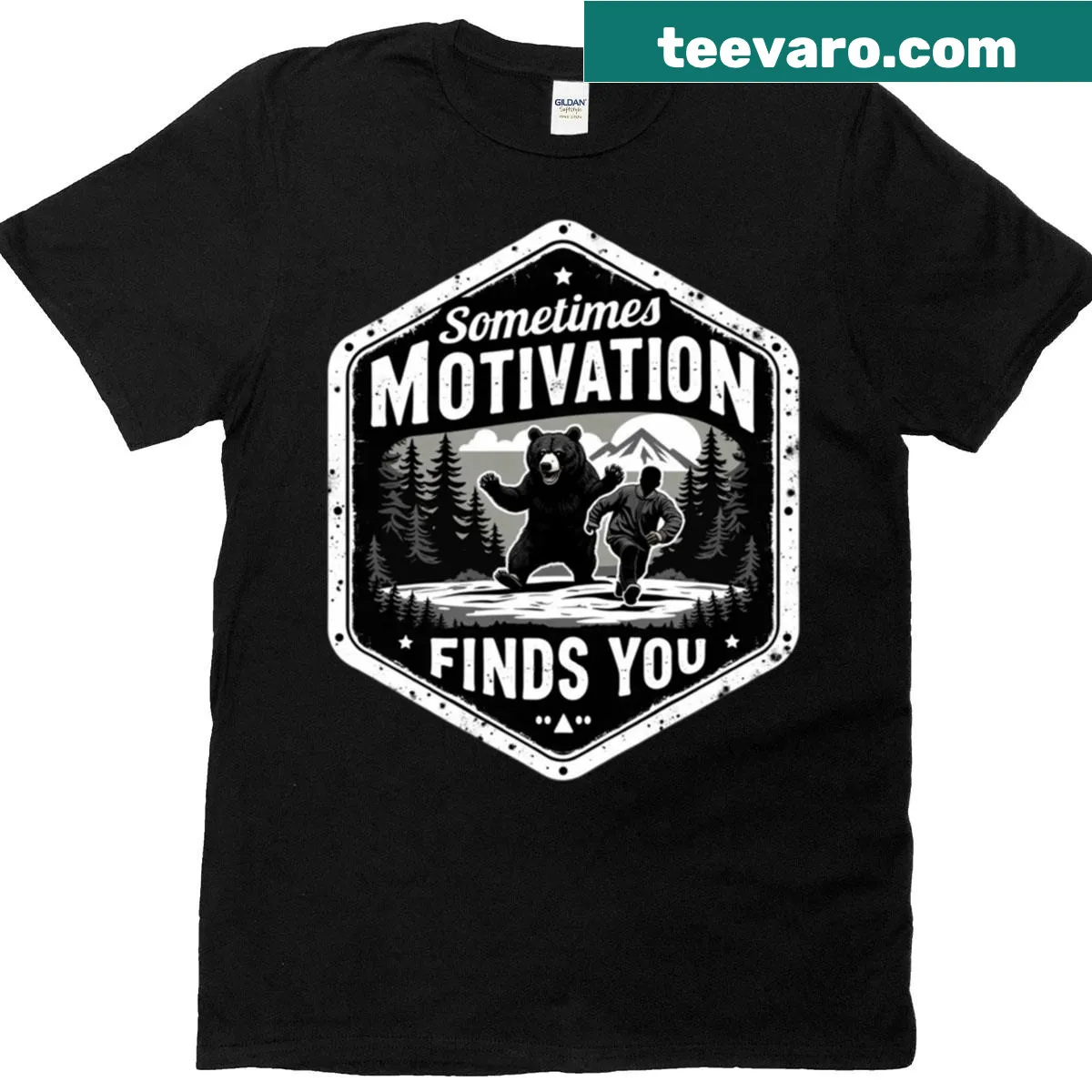 T-shirt featuring an inspirational motivational quote — on a men's t-shirt
