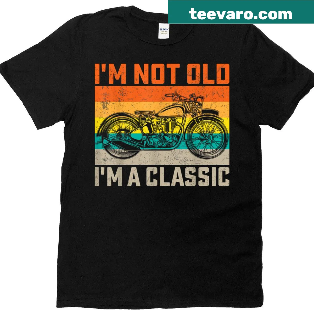 Nostalgic motorcycle-themed T-shirt with vintage phrase — on a men's t-shirt
