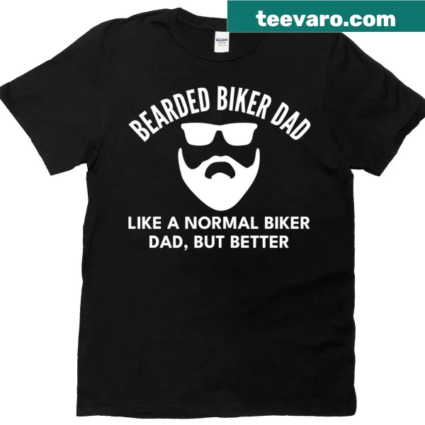T-shirt featuring a bearded biker illustration for mountain biking dads