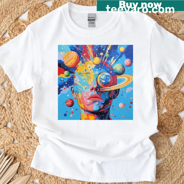 Abstract design T-shirt depicting the orbit of thought
