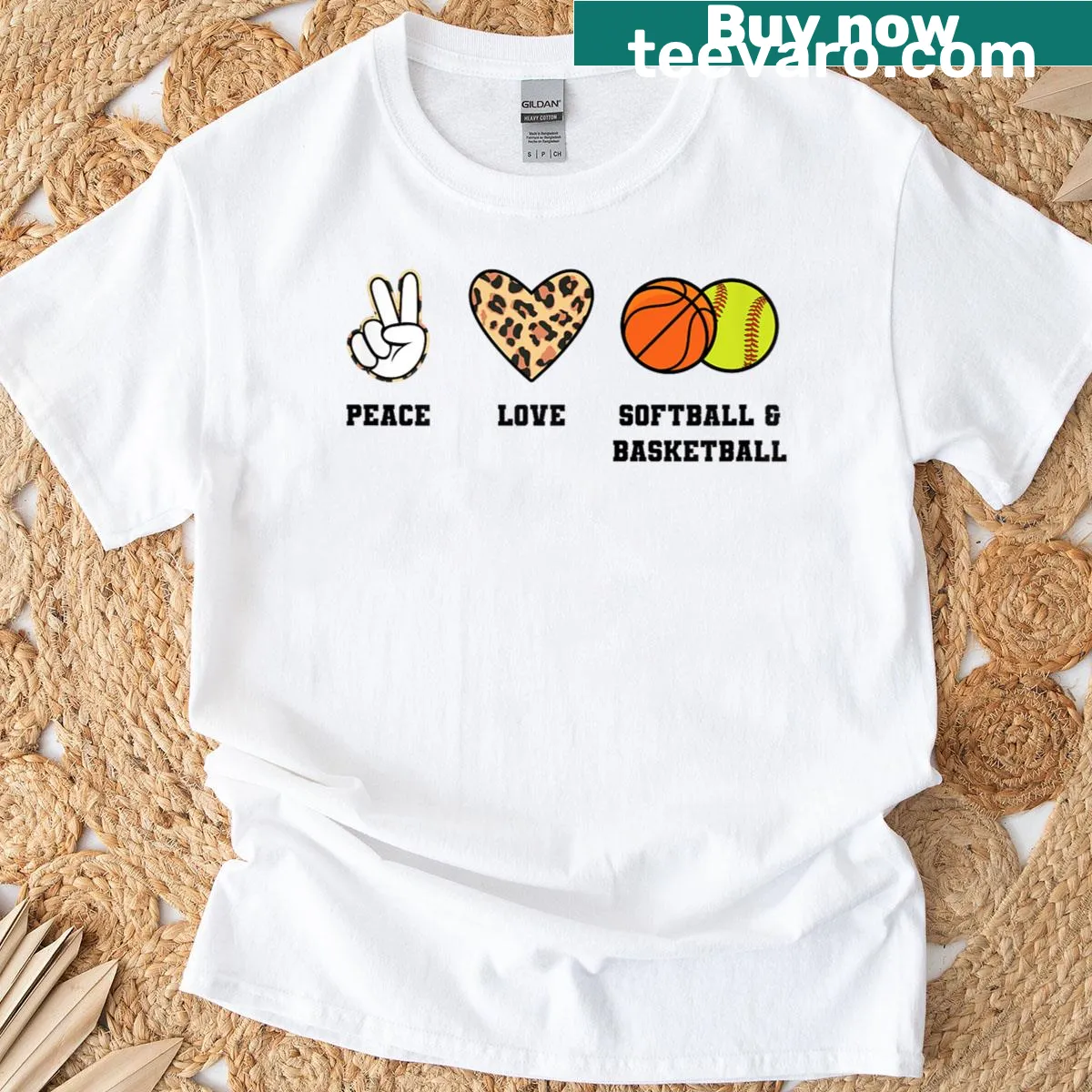 Illustrative Tee for softball and basketball lovers — on a men's t-shirt