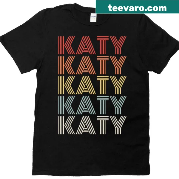 Vintage-style T-shirt with personalized name Katy and love typography