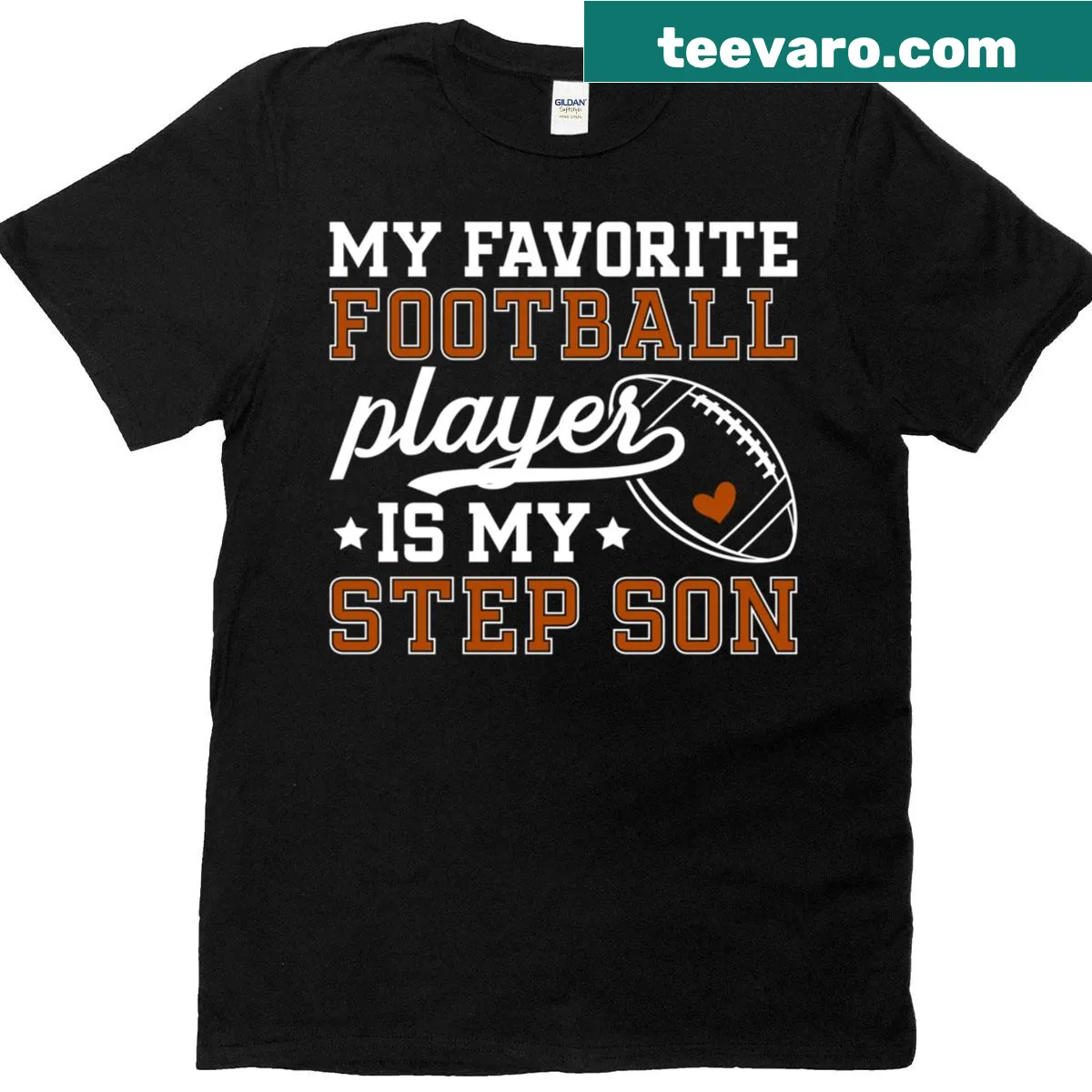 T-shirt for proud football step-mom with supportive message — on a men's t-shirt