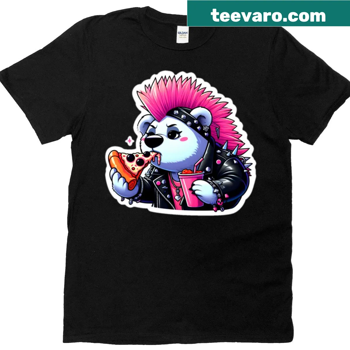Oversized T-shirt with a punk polar bear graphic — on a men's t-shirt