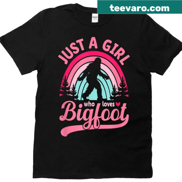 Whimsical illustration of Bigfoot with a rainbow background