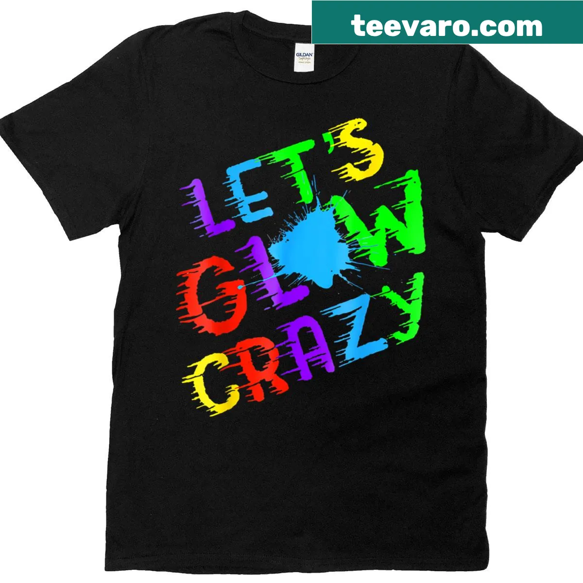 Retro 80s party-themed t-shirt with colorful quote design — on a men's t-shirt