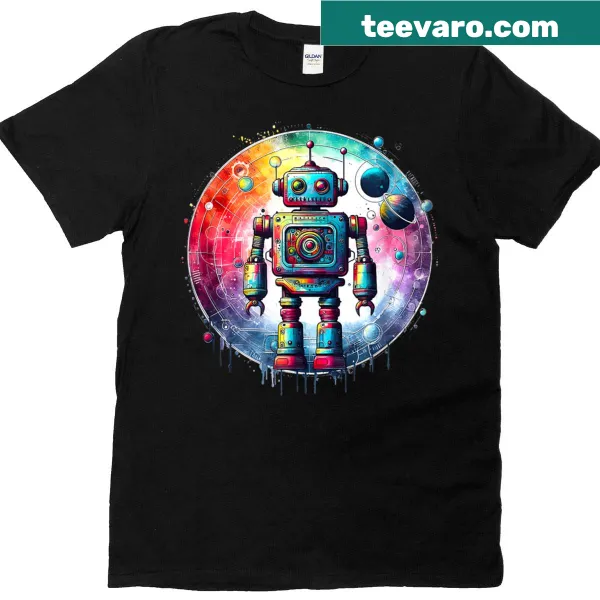 Funny robot-themed t-shirt with playful design